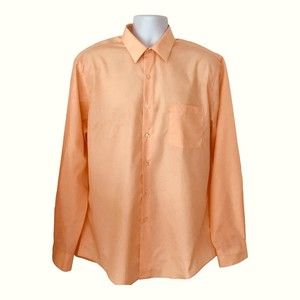 Van Heusen Men 34/35 16 1/2 L Salmon Color Long Sleeve Button Up Dress Shirt